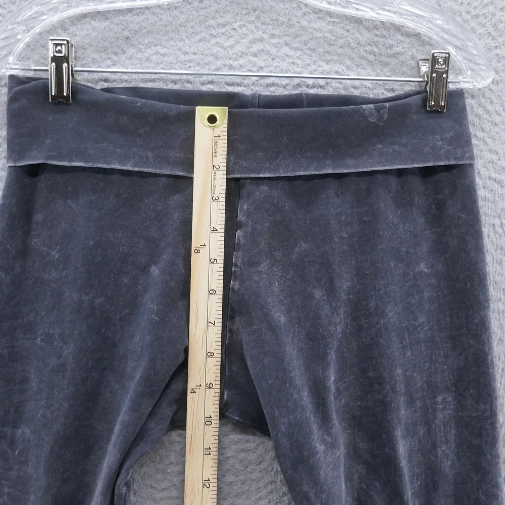 TParty Women Charcoal Mineral Wash Fold Over Waistband Yoga Leggings Size L